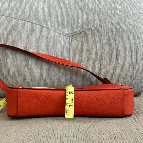 Calvin Klein Vibrant Orange Saffiano Shoulder Bag - Picture 3 of 17